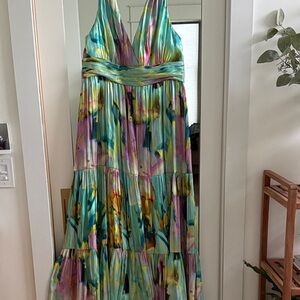 Kobi Halperin Britt Metallic Printed Maxi Dress